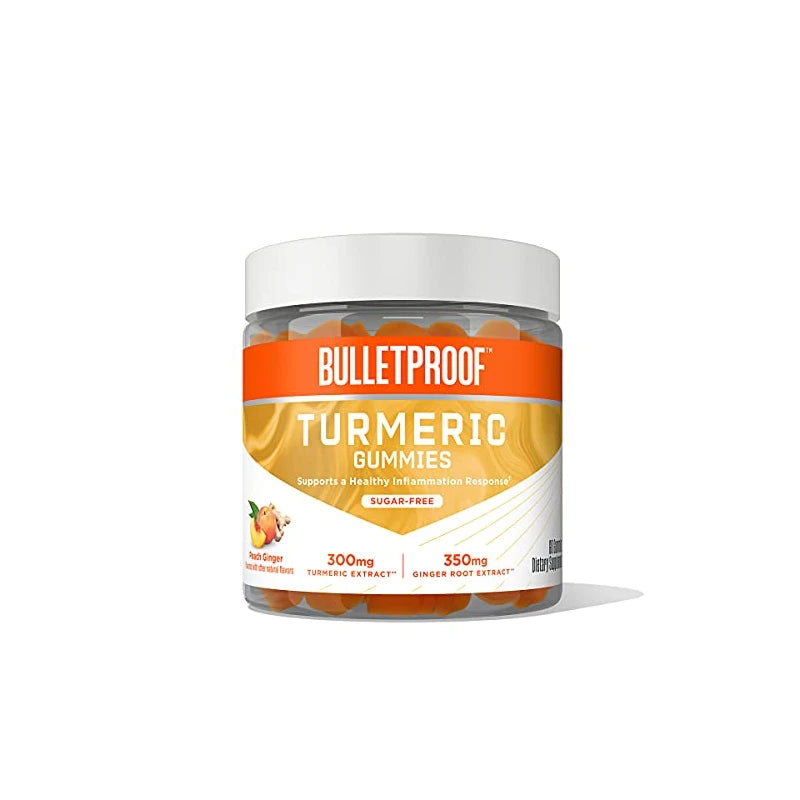 Bulletproof Sugar-Free Peach Ginger Turmeric Gummies, 60 Count, Keto Supplement for Joint and Inflammation Response Support