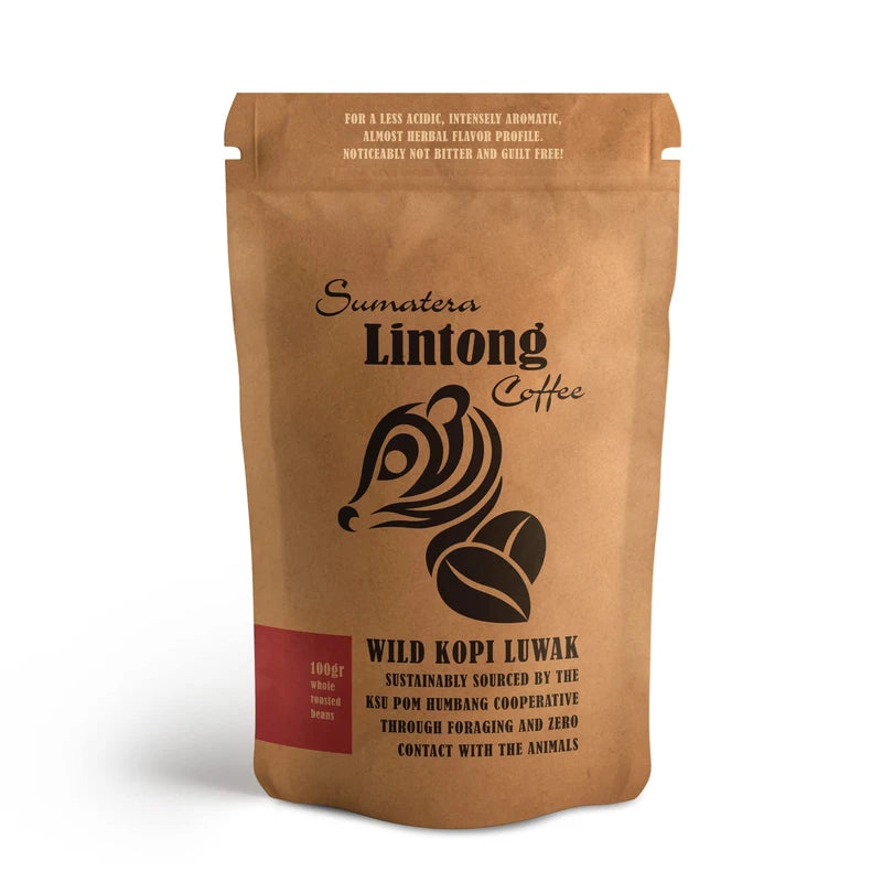 Wild Kopi Luwak, the World’s Most Exclusive Coffee, Sustainably Sourced From Sumatra, Indonesia (100gr / 3.5oz)