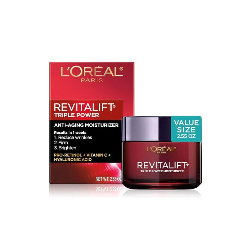 L’Oréal Paris L'Oreal Paris Revitalift Triple Power Anti-Aging Face Moisturizer, Pro Retinol, Hyaluronic Acid & Vitamin C, Reduce Wrinkles 2.55 Oz