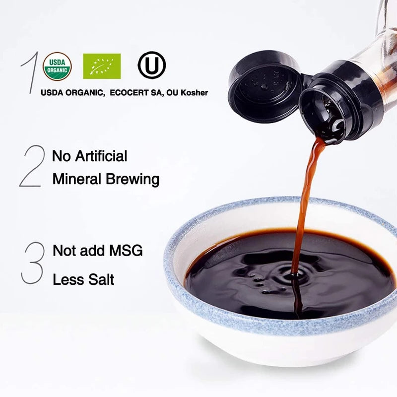 YUHO Organic Black Vinegar Organic Cereals Fermentation Chinkiang Vinegar USDA EU Organic, Less Salt, Kosher, No Artificial Add, Vegan 10.14 fl oz(300ml)