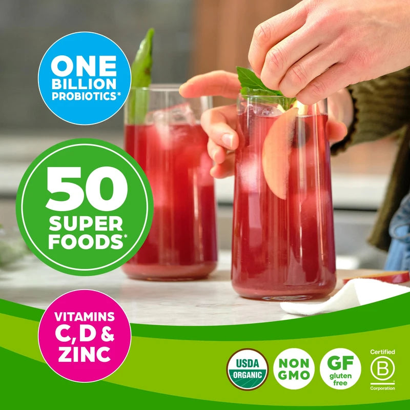 Greens Powder + Superfoods Immune Support, Orgain Organic Immunity Up! Powder, Honeycrisp Apple - Vitamin D, Vitamin C, Zinc, Apple Cider Vinegar, Probiotics, Ashwagandha & Reishi Mushrooms - 0.62lb