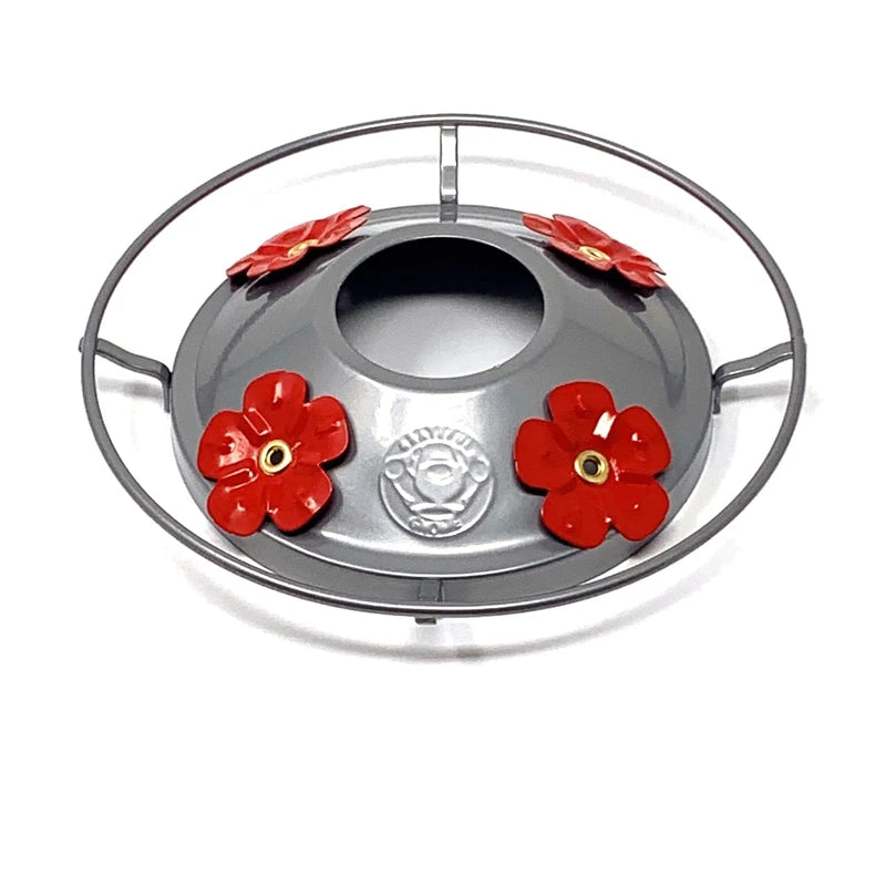 Grateful Gnome - Metal Top with Round Perch and 4 Flower Ports for Hummingbird Feeders - ONLY FITS GRATEFUL GNOME FEEDERS - TOP ONLY