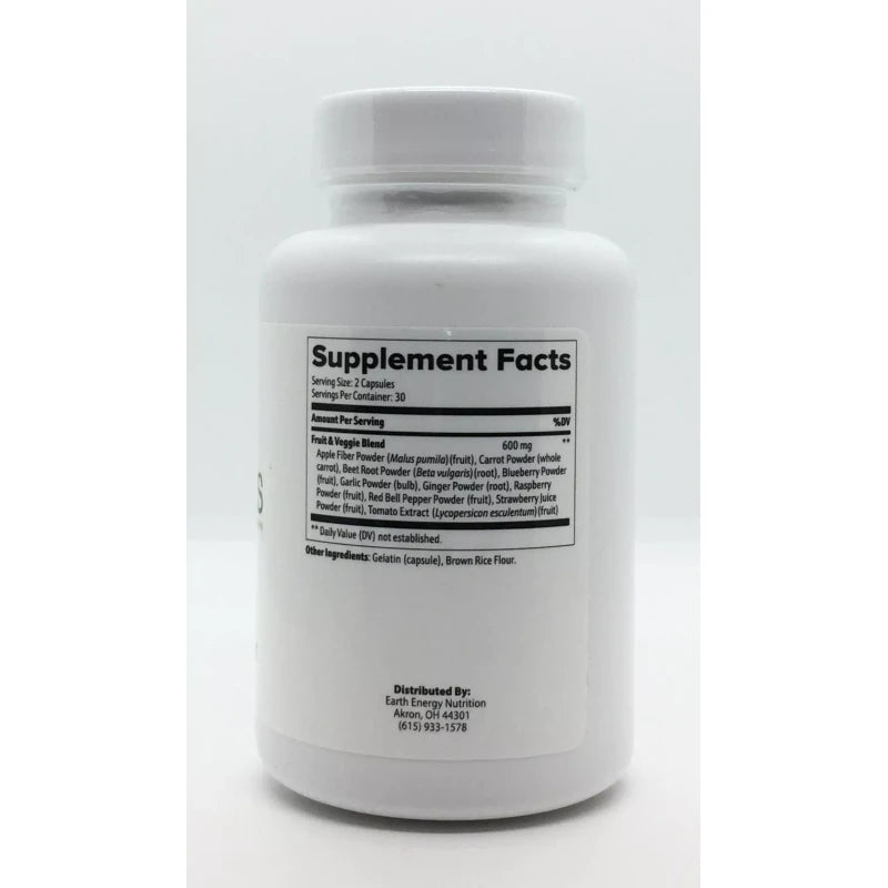 Earth Energy FRUITS and VEGGIES Whole Food 60 Capsules Natural Nutrition NEW