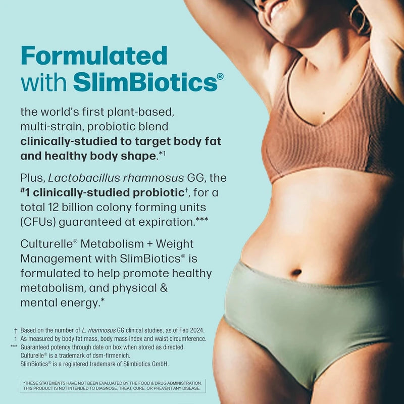 Culturelle Metabolism + Weight Management with SlimBiotics® Probiotic Capsules – 30 Count – Helps Safely Manage Weight - Promotes Healthy Metabolism and Physical & Mental Energy