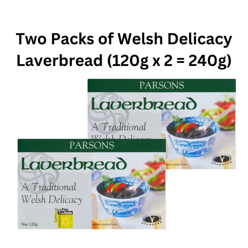 Laverbread-A Welsh Delicacy Bundle Containing Two 120g Packs of Parsons Brand Laverbread Seaweed Based Welsh Delicacy