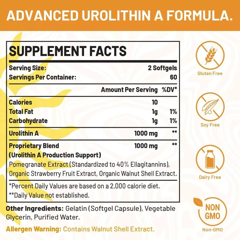 Pepeior Pepeior Urolithin A 2000MG 3-in-1 Proprietary Blend - 120 Softgels - EXP 01/2027