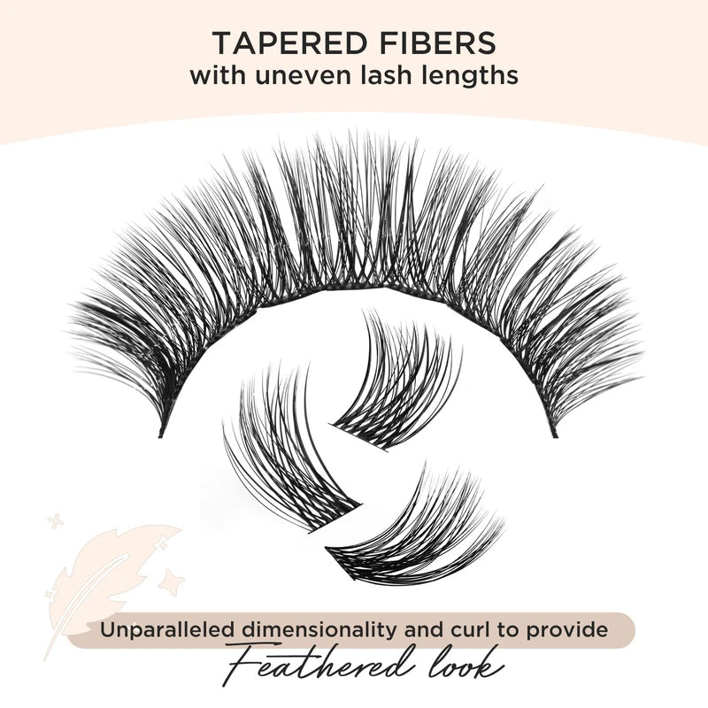 LASHVIEW Pack of 144 Cluster Lashes, DIY Cluster Eyelash Extensions, Mega Volume, Reusable, Individual Lashes, Cluster Volume Look, Super Thin Band & Soft (Volume, C-10-16 Mix)