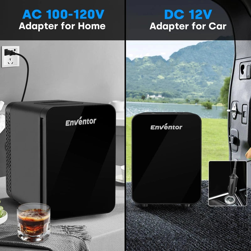 Enventor Mini Refrigerator Skincare Fridge 4L Portable AC+DC Power Cooler & Warmer, for Bedroom, Car, Office, Skincare, Makeup, Cosmetics (Black)