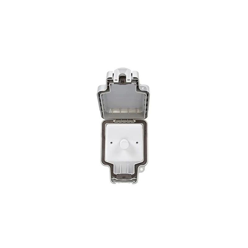 Lieber Silk White 1 Gang Outdoor Dimmer Switch IP66 Trailing/Leading Edge with Enkin Technology 150W LED (300w Halogen/Incandescent) | Weatherproof, Stormproof, Dirt and Rubble Free, Durable