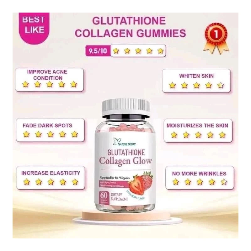 Nature Glow Glutathione Collagen - Strawberry Flavor, 60 Chewable Gummies