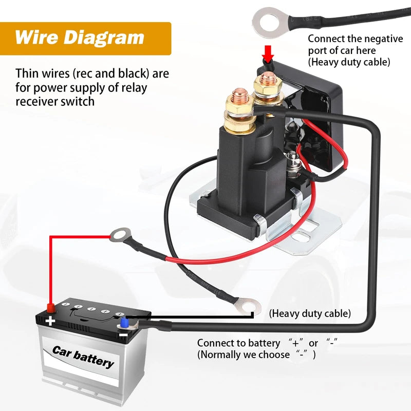 500A Starting 200A Rated Wireless Battery Disconnect Switch & 4 AWG 1FT Battery Cables Set, Remote Kill Switch for Car Truck DC12V Anti-Theft Prevent Battery Drain Battery Switch Isolator On Off