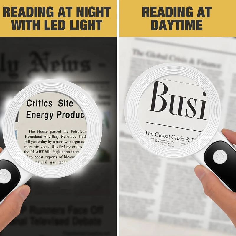 Magnifying Glass with Light, 30X Handheld Large Magnifying Glass 18LED Cold and Warm Light with 3 Modes, Illuminated Lighted Magnifier for Seniors Reading, Inspection, Coins, Jewelry, Exploring