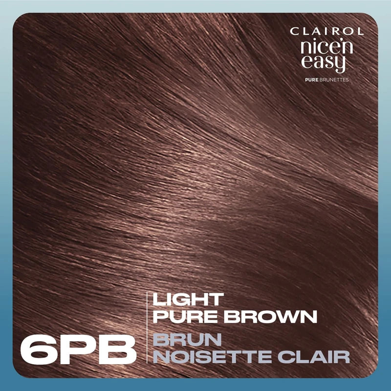 Clairol Nice'n Easy Pure Brunettes Permanent Hair Dye, 6.5PB Lightest Latte Blush Brown Hair Color, Pack of 1