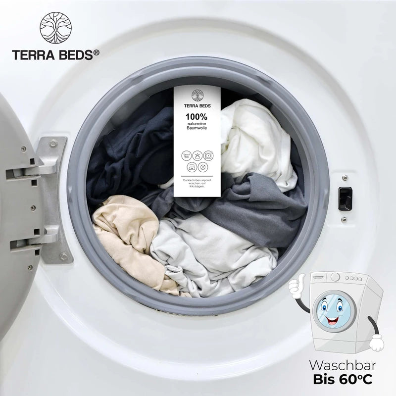 Terra Beds Premium Fitted Sheet, Flat Sheet 180 x 200 cm, 200 x 200 cm 160 g/m², 100% High-Quality Oeko-Tex Cotton Jersey Bed Sheet, Available in 5 Colours