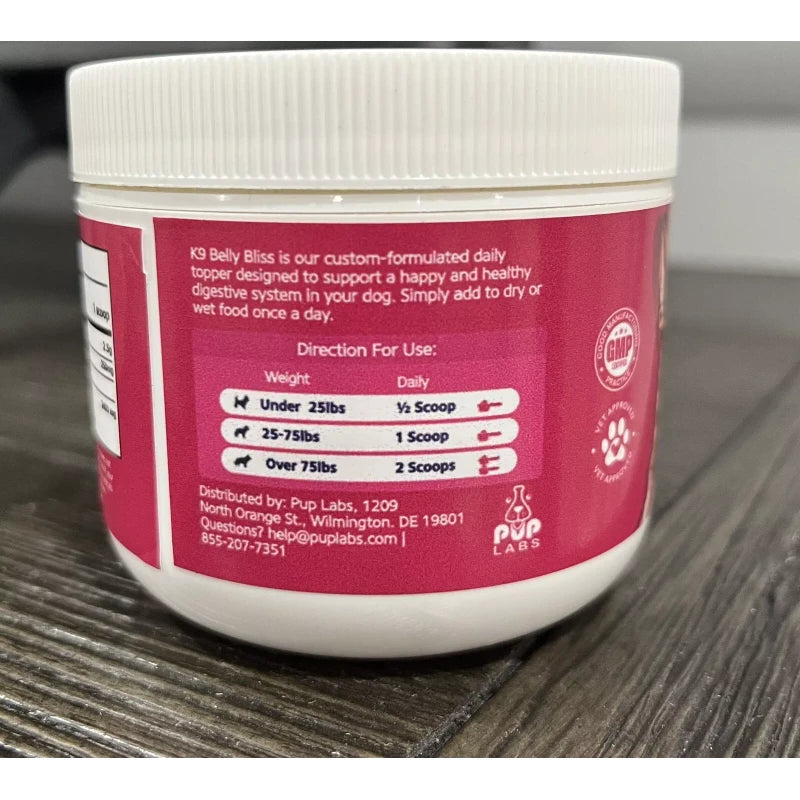 Pup Labs K9 Belly Bliss Weight: 60g (2.14 Oz) 30 Scoops