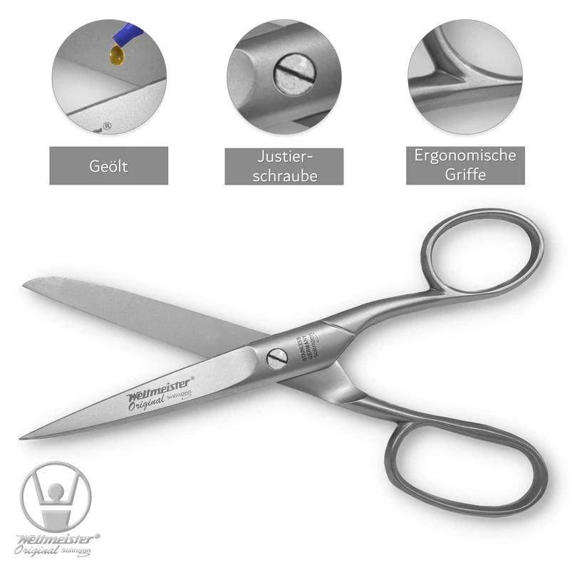 WELTMEISTER Solingen Germany Household Scissors (Long Eye) 7 Inches, Suitable as Professional Universal Scissors and Household Scissors