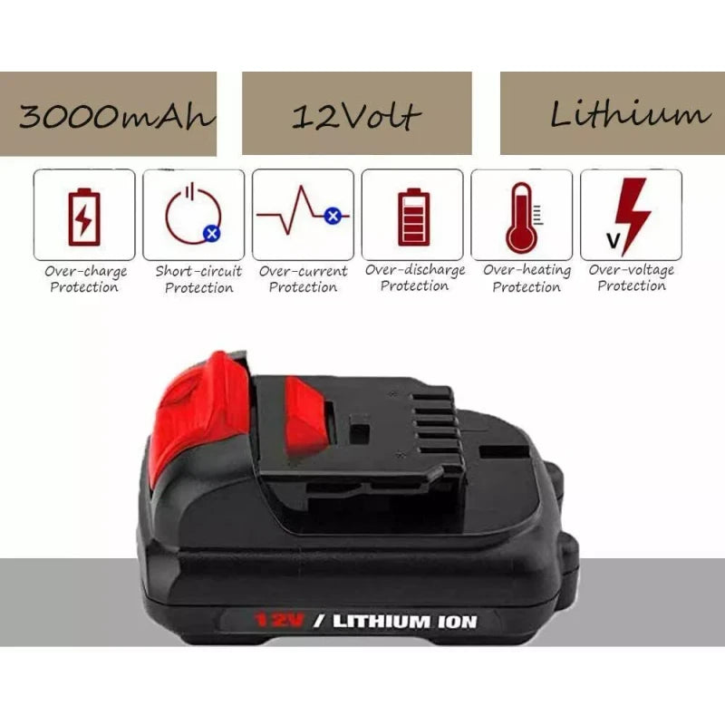 For DeWALT 2Pack 12v 3.0Ah 12 Volt XR Max Lithium Battery For Dewalt DCB127-2 DCB120 DCB121
