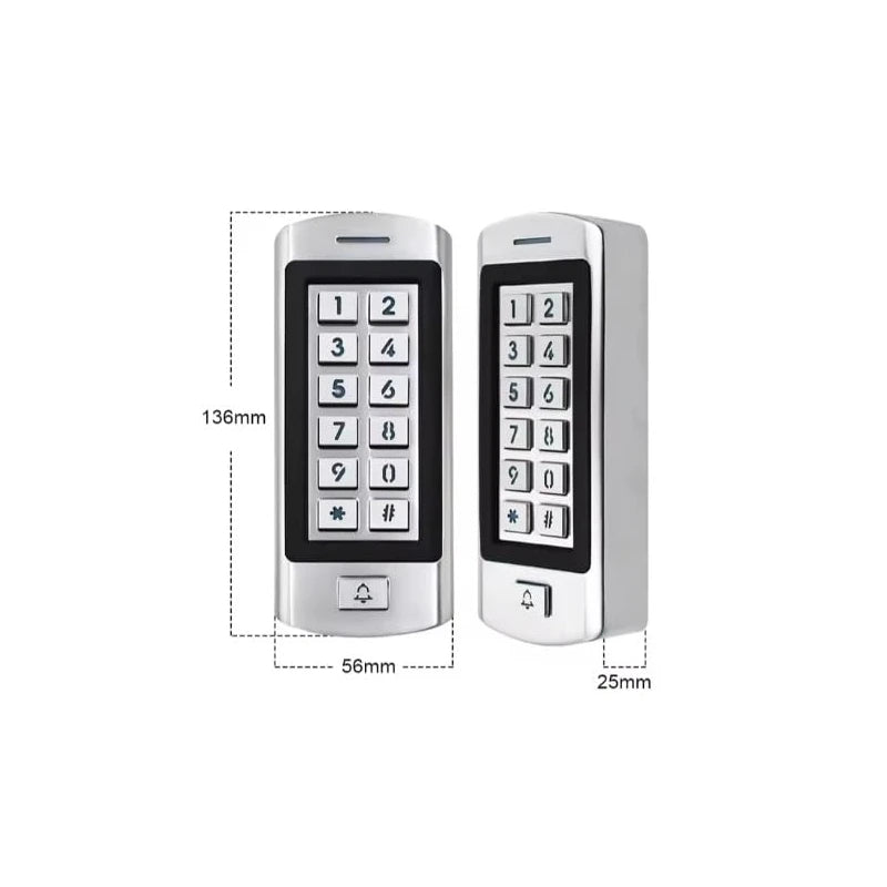 Stainless Waterproof Access Control System Kit, 300kg/660lbs Force Electric Magnetic Lock System Electromagnetic Lock Kit with RFID Keypad/Reader 10 Keyfobs 110V Power Supply Metal Exit Button