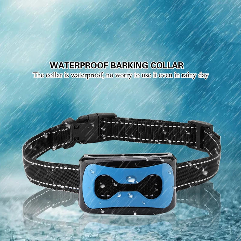 Barking Control Device Rechargeable Waterproof AntiBarking Collar Barking Detection(Blue)