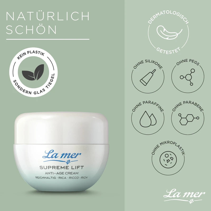 La mer Supreme Lift Anti-Age Cream Rich - Improved Formula and New Look - Rich Face Care for Dry Skin - Reduces Wrinkle Depth and Regenerates UV-Damaged Skin - 50 ml