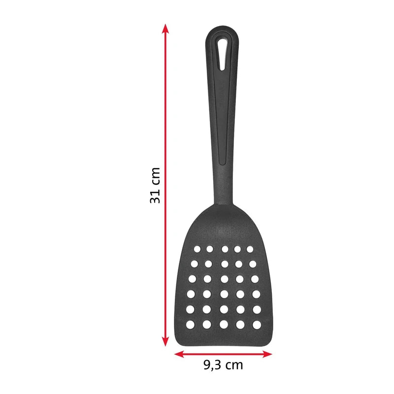 Westmark Set of 2 Spatulas, Wide Surface and Special Flattened Edge, Plastic, Gentle, Black, 283722E3, 310 x 93 x 35 mm