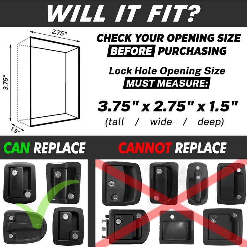 CARMTEK - 10 Digits RV Keyless Entry Door Lock | 100% Metal RV Door Lock Keyless Entry | Keyless RV Door Locks w/ 2 Inside Latches | RV Keyless Locks w/ 2 Fobs | Only Fit 3.75" x 2.75" Lock Hole