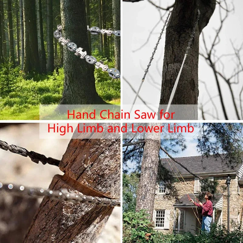homelife_88 53 Inch Hand Rope Chain Saw Sharp Manual Tree Limb Chain Saw with 68 Teeth