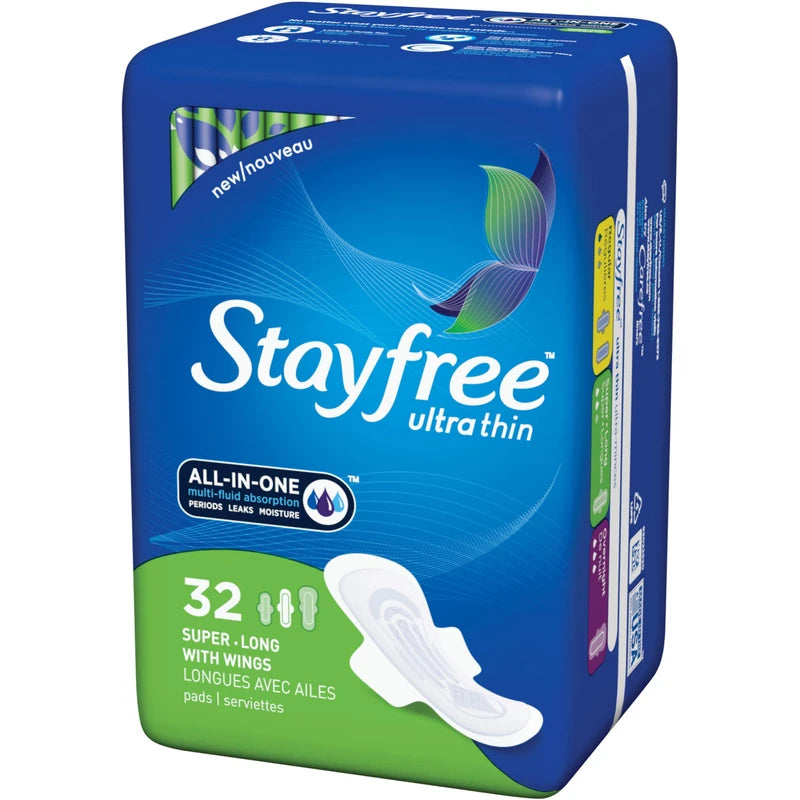 Stayfree Ultra Thin 32 Count Super-Long With Wings (2 Pack)
