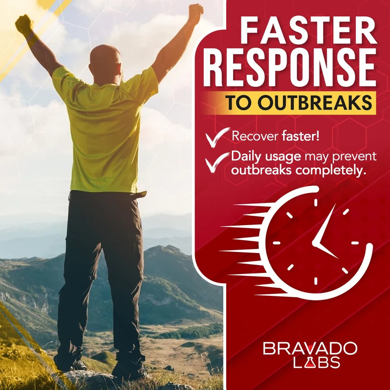 Bravado Labs Advanced Lysine Immune Support 975 mg - Maximum Immune Support Supplement - Super Lysine Outbreak Support Pills for Adults - with Zinc, Vitamin C - 120 ct