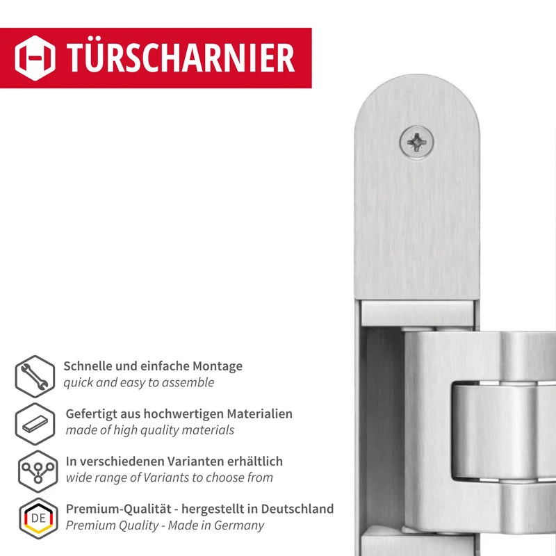Object Door Hinge Concealed for Room Doors Door Hinge Simonswerk Tectus TE 340 Silver Anodised Load Capacity up to 80 kg Band 3D Adjustable Made in Germany 1 Piece Invisible Door Hinge