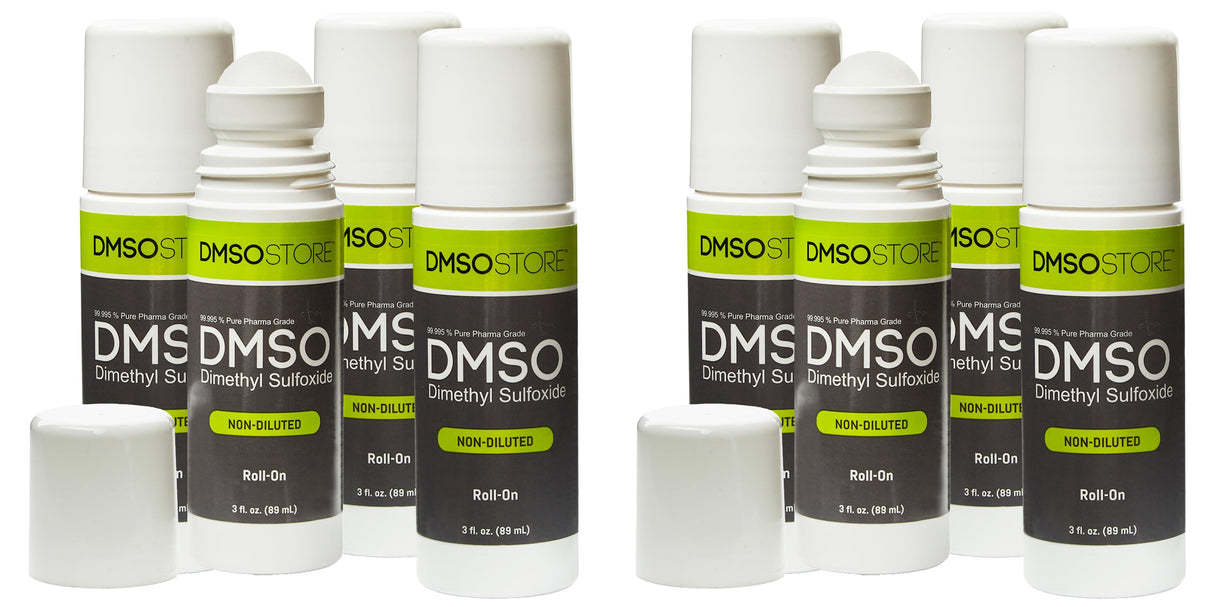 DMSO 3 oz. Roll on 8 Bottle Special Non-diluted 99.995% Low Odor Pharma Grade Liquid in a BPA Free Container