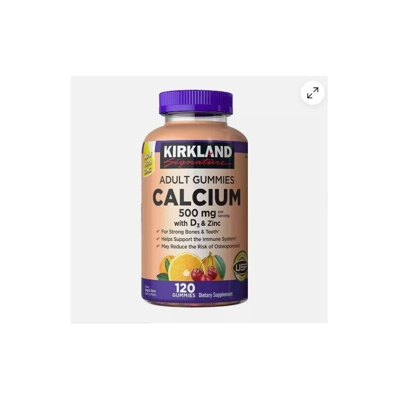 Kirkland Signature Calcium 500 mg with D3 & Zinc, 120 Adult Gummies