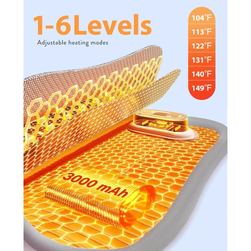 Shesangel Cordless Heating Pad for Cramps and Back Pain with 6 Heat & Massage Modes