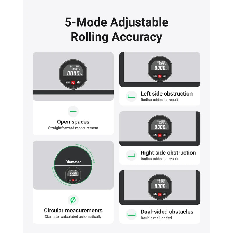 XCOOL 2-in-1 Rolling Digital Tape Measure with Laser, 98-ft Laser Tape Measure & 328-ft Rolling Tape Measure with Digital Readout and Magnetic Back Design,Small Tape Measure with Unit Switching