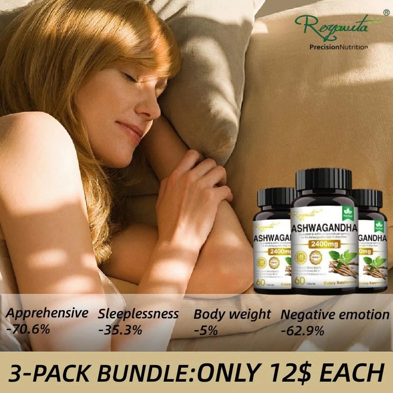ROYAVITA 【Enhanced Potency】Royavita Ashwagandha 2400mg with Black Pepper Extract | Support Sleep Aid & Athletic Performance, Organic Vitamin B6 & B12, Dietary Supplement for Men & Women-7 - Specification: 2 bottle of 120 Capsules