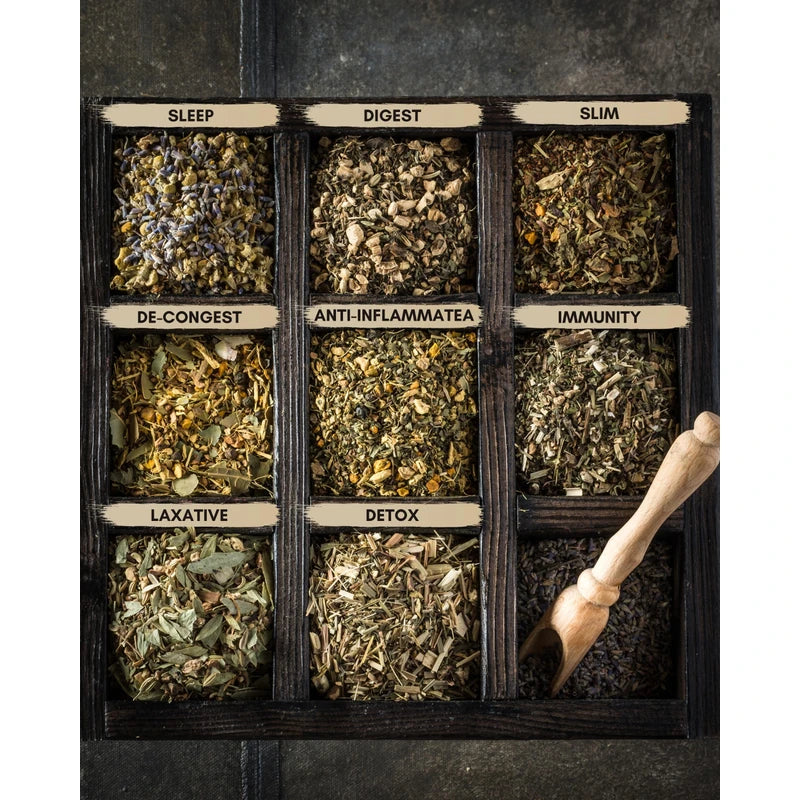 Gardenika Organic Loose Leaf Tea Sampler – 8 Pack, 1 LB – Herbal and Naturally Caffeine-Free Set - Ayurvedic Assortment Blend