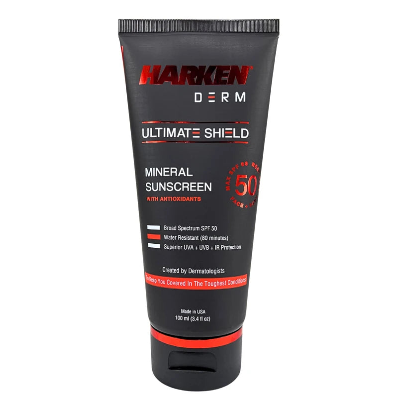 Harken Derm - Ultimate Shield Mineral Sunscreen with Antioxidants | SPF 50 | 80 Minute Water Resistant | Face and Body | Reef Safe | Botanical Antioxidant Complex | Broad Spectrum Protection