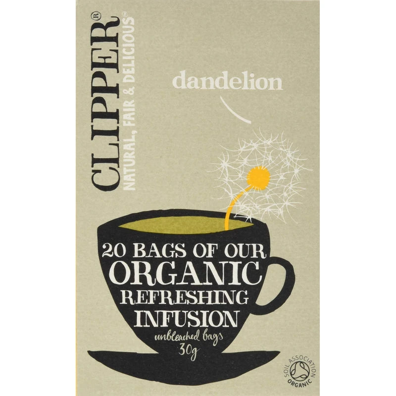 Clipper Organic Dandelion Tea Bags | 120 Dandelion Leaf Infusion Teabags (6 x Boxes of 20) | Bulk Buy for Home & Catering | Caffeine-Free Herbal Tea Bags | Natural, Unbleached & Biodegradable