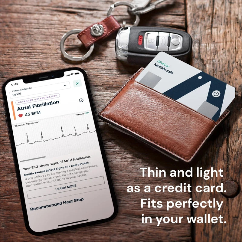 KardiaMobile Card Personal ECG Monitor – Fits in Your Wallet – Detects AFib and Irregular Arrhythmias – Instant Results in 30 Seconds – Easy to Use – Works with Most Smartphones