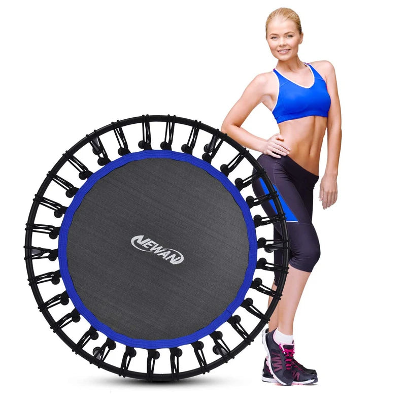 Newan 40'' Silent Fitness Mini Trampoline - Indoor Rebounder for Adults - Best Urban Cardio Jump Fitness Workout Trainer, Covered Bungee Rope System - Max Limit 330 lbs
