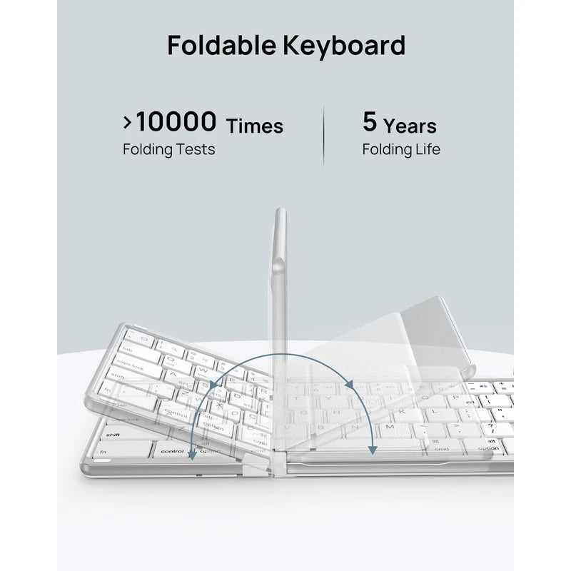 SODI Foldable Keyboard with Sensitive Touchpad, Portable Wireless Keyboard for iMac, Multi Devices, 2 in 1 Pocket-Sized Bi-Folding Portable Key-Board, Travel