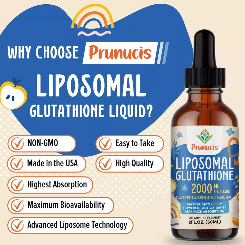 Prunucis 2000MG Liposomal Glutathione Liquid 98% Absorption Glutathione Liqui...