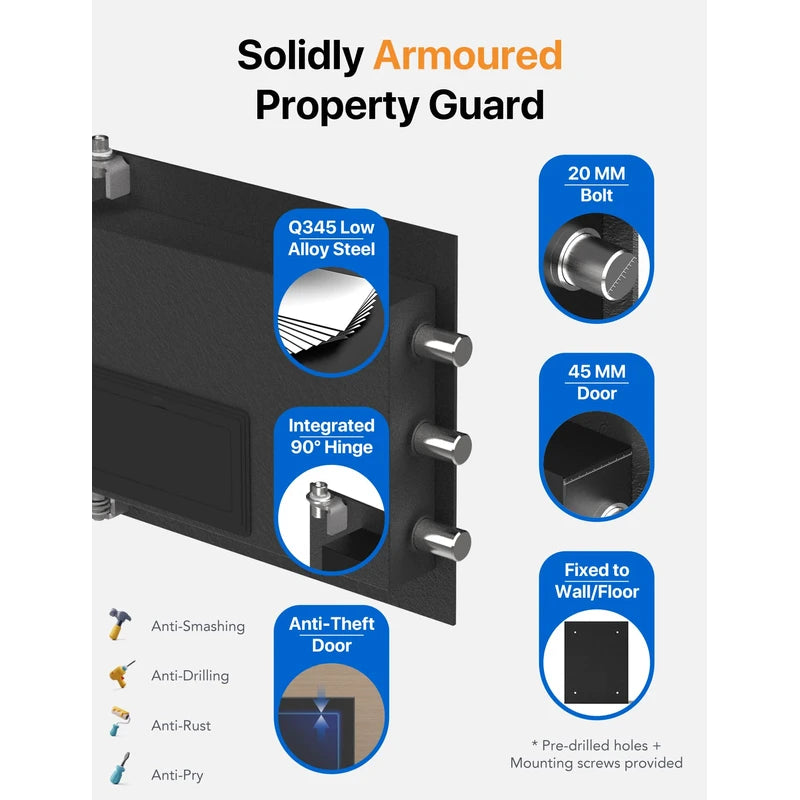 FORFEND Smart Home Safe | WiFi Safe Box App Lock/Alarm | Voice Command, Kidnap Alarm, Tamper Detect, Frozen Mode, Sub Account| Digital Safe Anti Theft