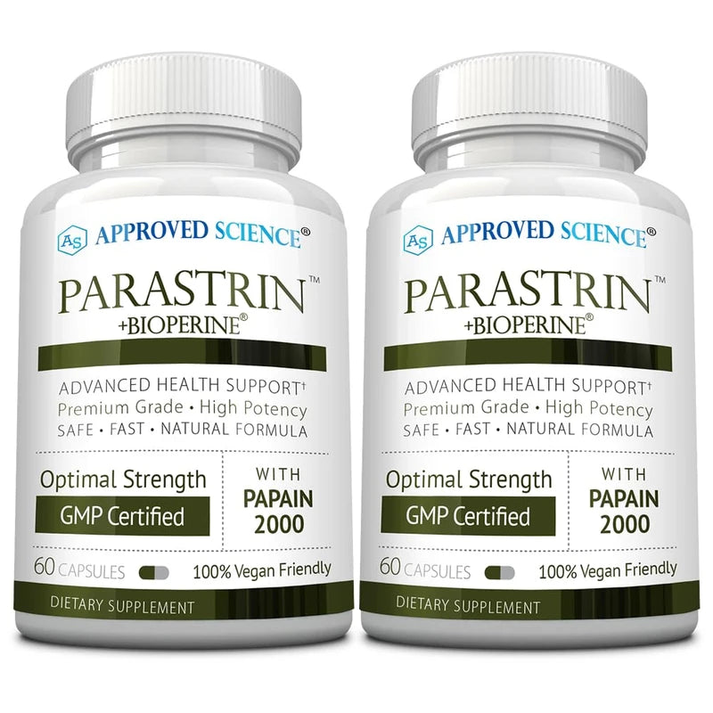 Approved Science Approved Science Parastrin - 120 Capsules - Cleanse and Improve Gut Health - Black Walnut, Garlic Bulb, Papain 2000, BioPerine - Vegan