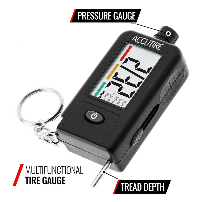 Accutire MS-48B Tire Pressure Gauge and Tread Depth Gauge, 5-99psi (psi, bar, kPa, kg/cm2, mm, in), 4-Pack