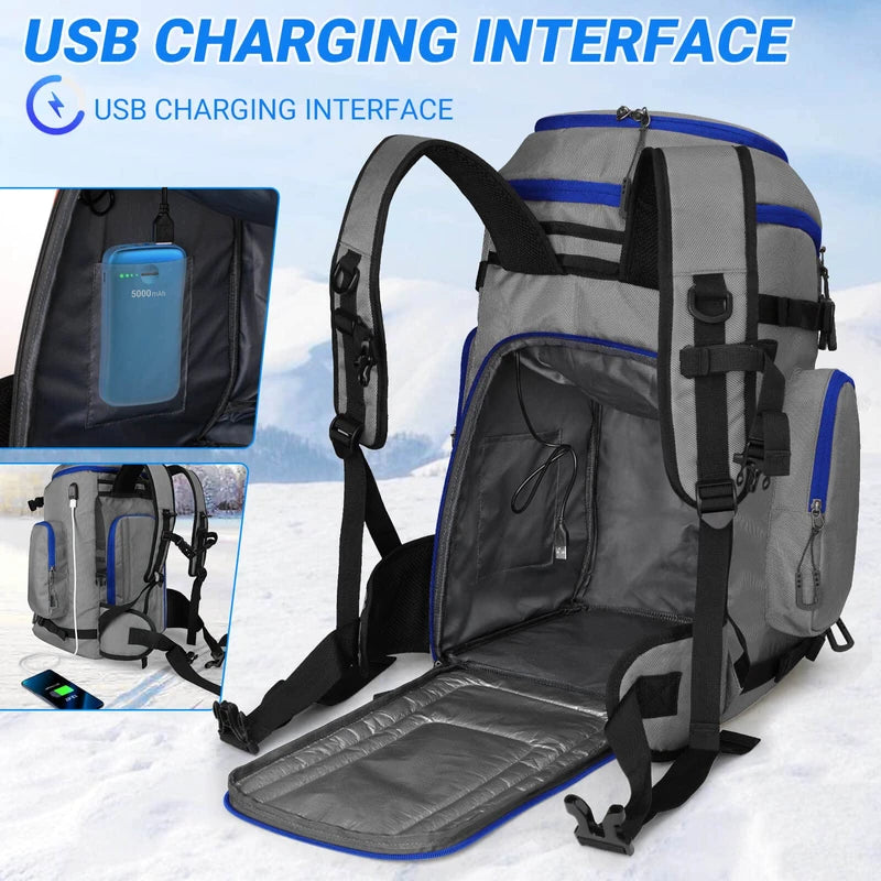 RESVIN Ski Boot Bag, 60L Durable Travel Backpack, 1680D Nylon Waterproof Snowboard Boot Bag, Skiing and Snowboarding Travel Luggage for Helmet, Goggles, Gloves, Outerwear & Accessories