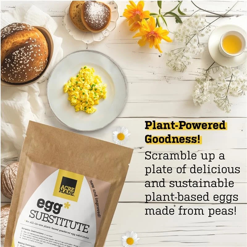 AcreMade Plant-Based Egg Substitute, Dry Powder, Shelf Stable, Vegan, Gluten Free, Soy-Free, Low Sodium, Non-GMO, Natural Egg Replacer, 3 Grams Pea Protein Per Serving (1 pack (5.6 oz))