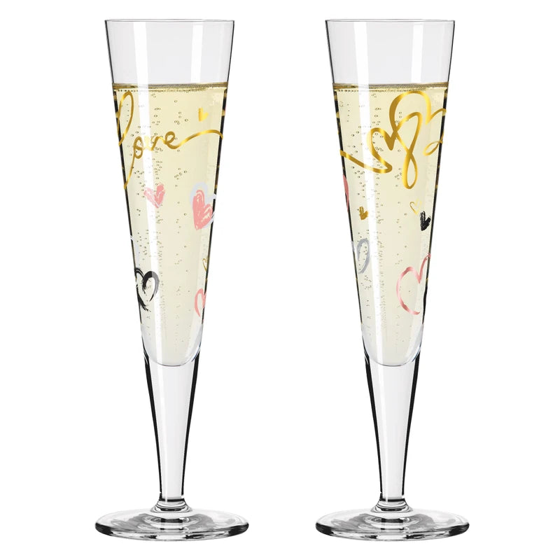 Ritzenhoff 6031004 Champagne Glass 200 ml - Goldnacht Duett F23 Series - 2 x Designer Piece with Real Gold - Made in Germany