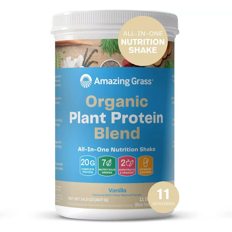 Amazing Grass - Organic Vegan Plant Based Protein - CHOOSE SIZE & FLAVOR - 11 Servs - Vanilla