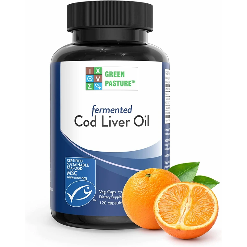 Green Pasture Blue Ice Ferm Cod Liver Oil Orange 120 Capsules